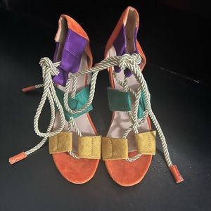 Colorful suede heels size 39